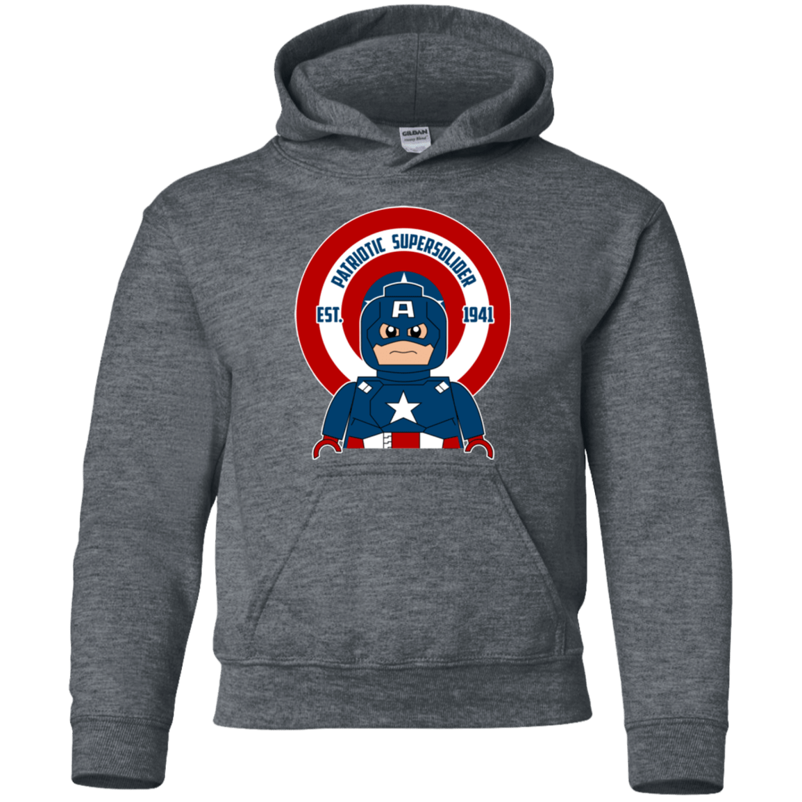 Sweatshirts Dark Heather / YS Patriotic Supersoldier Youth Hoodie