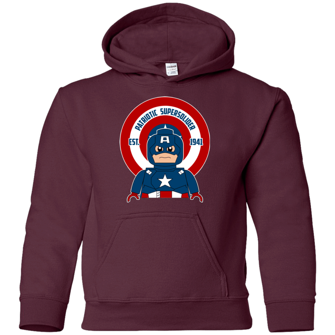 Sweatshirts Maroon / YS Patriotic Supersoldier Youth Hoodie