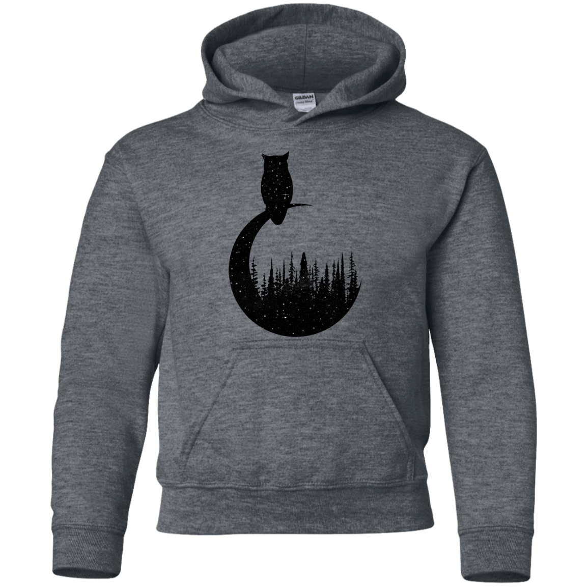 Sweatshirts Dark Heather / YS Perched Owl Youth Hoodie