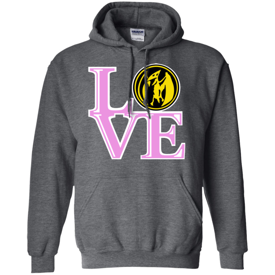 Sweatshirts Dark Heather / Small Pink Ranger LOVE Pullover Hoodie