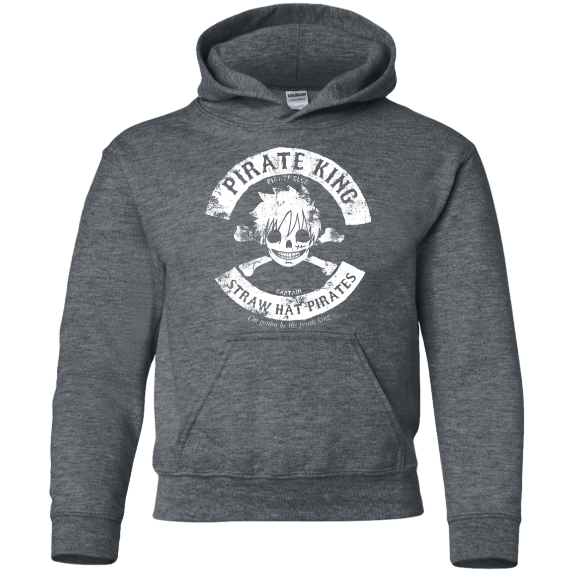 Sweatshirts Dark Heather / YS Pirate King Skull Youth Hoodie