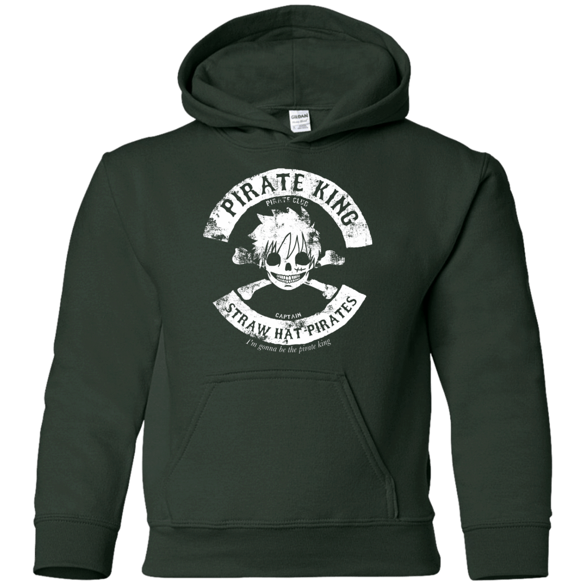 Sweatshirts Forest Green / YS Pirate King Skull Youth Hoodie