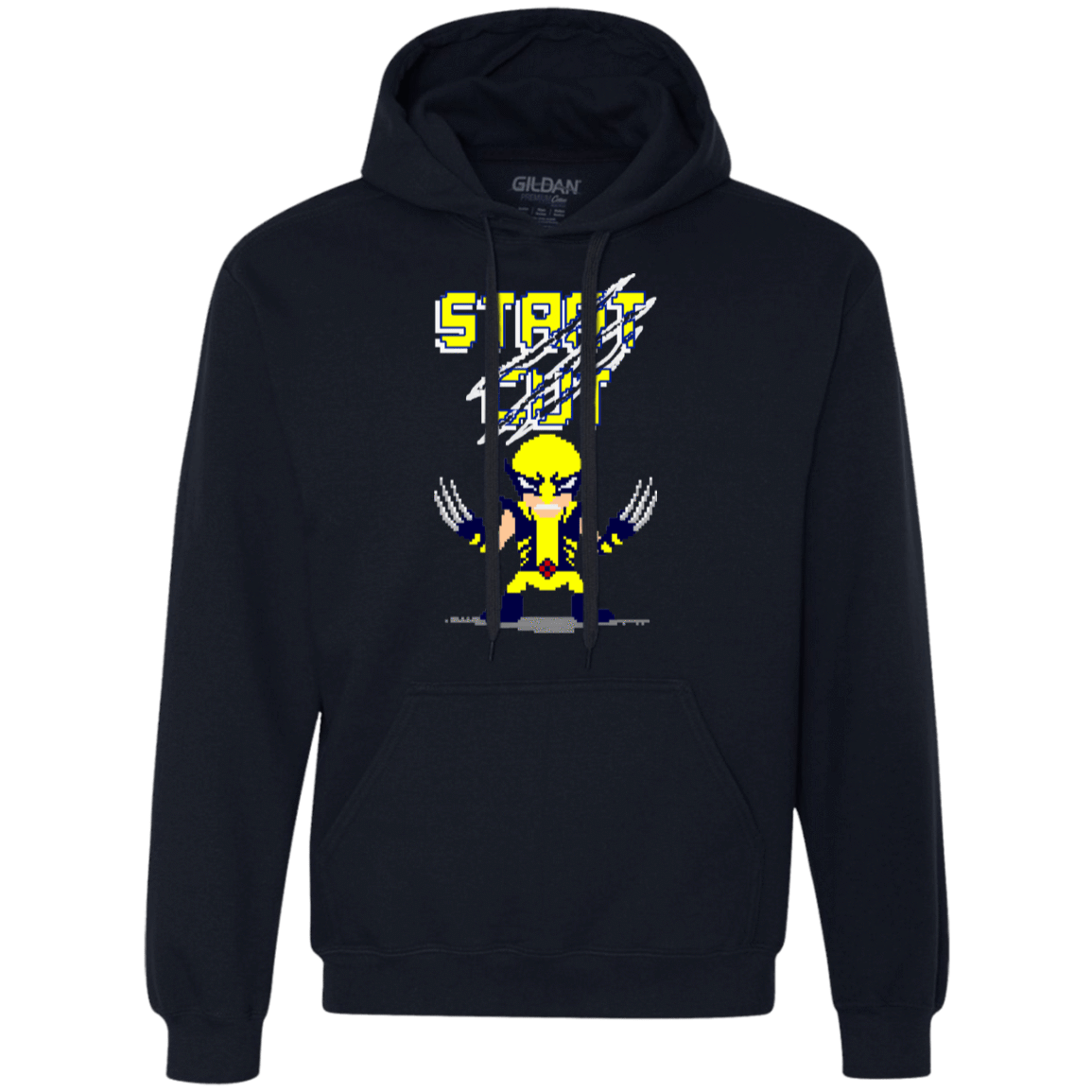 Sweatshirts Navy / S Pixel Wolf Premium Fleece Hoodie