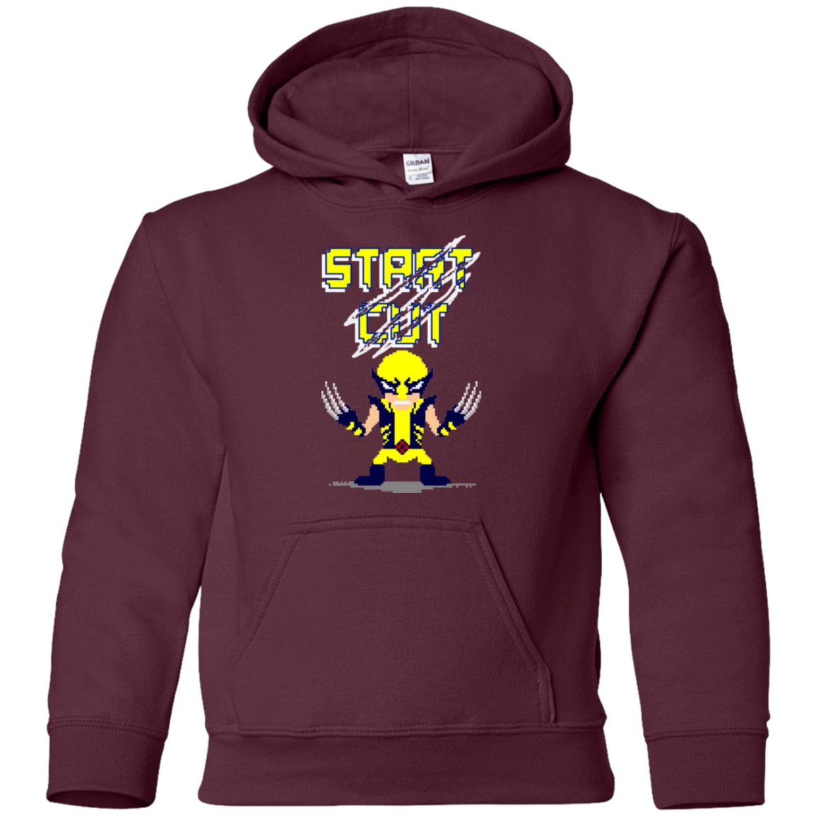 Sweatshirts Maroon / YS Pixel Wolf Youth Hoodie