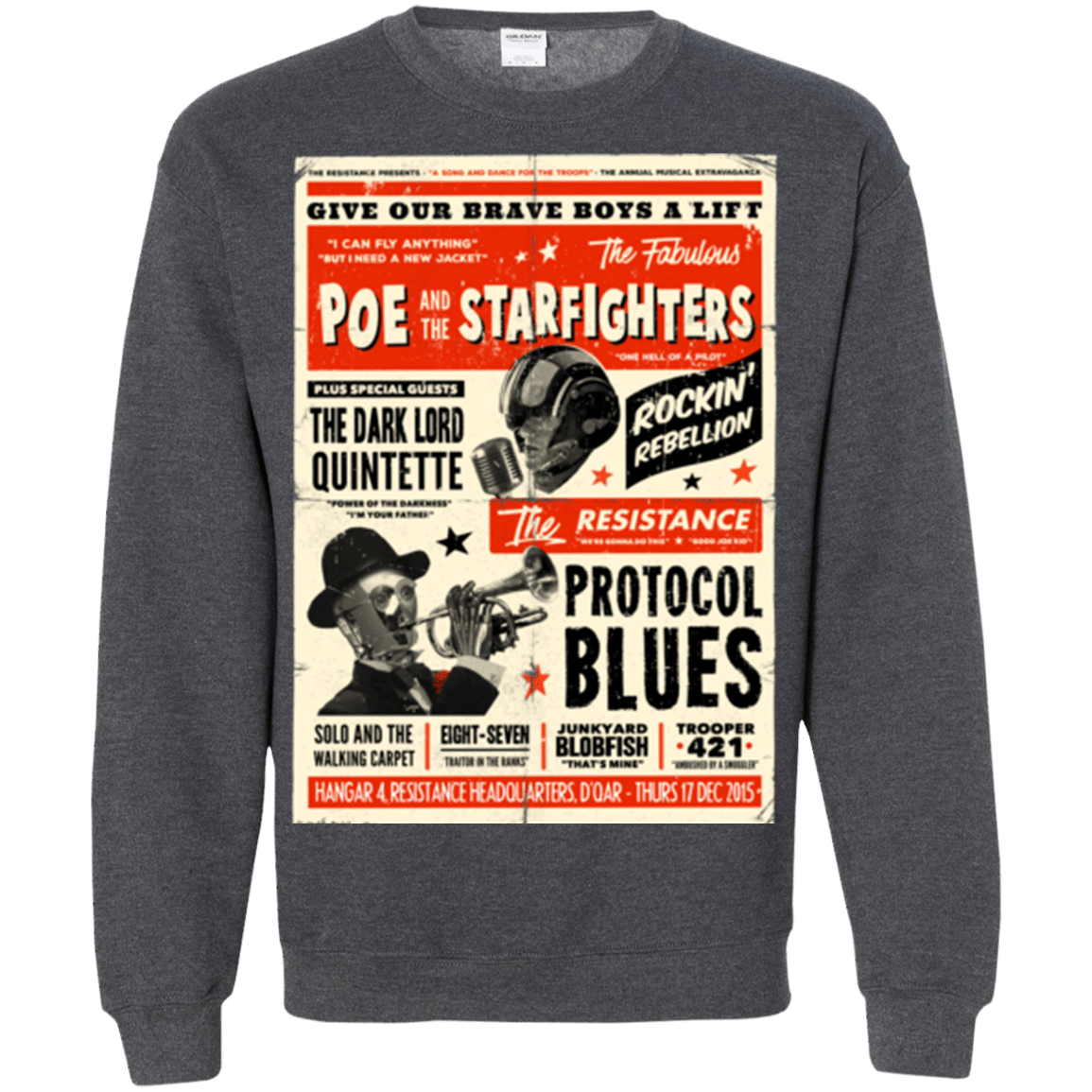 Sweatshirts Dark Heather / Small Poe and The Starfighters Crewneck Sweatshirt