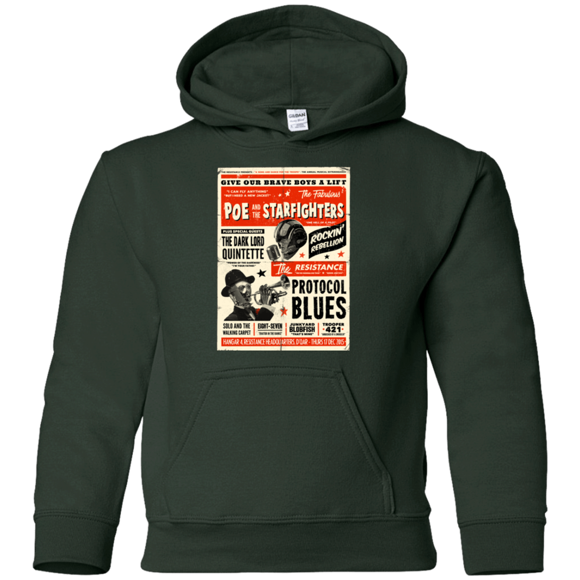 Sweatshirts Forest Green / YS Poe and The Starfighters Youth Hoodie