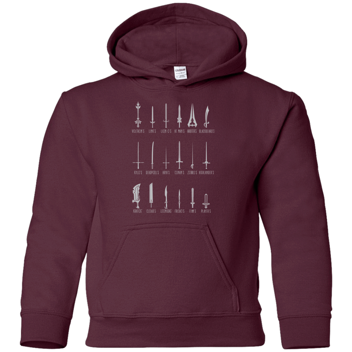 Sweatshirts Maroon / YS POPULAR SWORDS Youth Hoodie