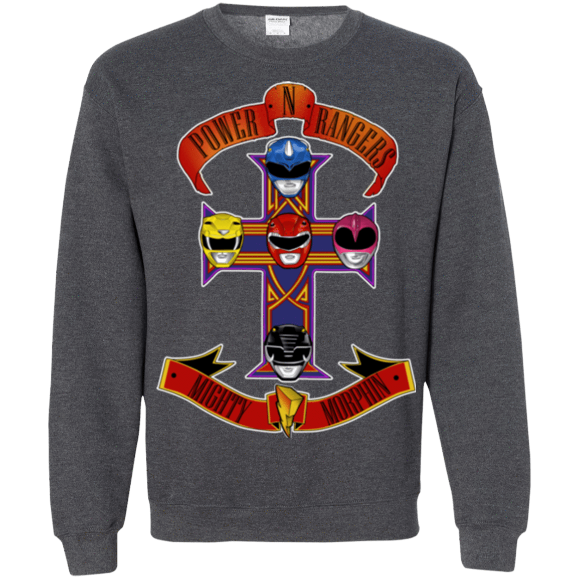 Sweatshirts Dark Heather / Small Power N Rangers Crewneck Sweatshirt