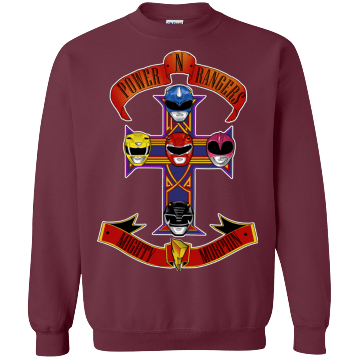Sweatshirts Maroon / Small Power N Rangers Crewneck Sweatshirt