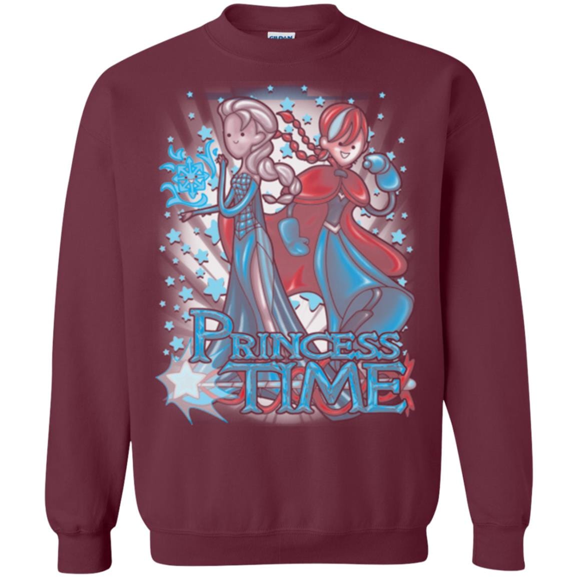Sweatshirts Maroon / Small Princess Time Elsa Anna Crewneck Sweatshirt