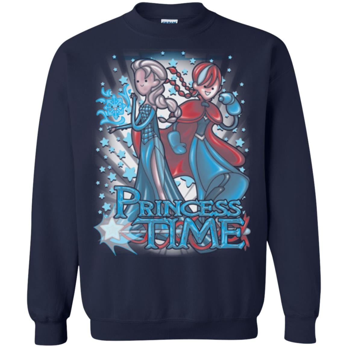Sweatshirts Navy / Small Princess Time Elsa Anna Crewneck Sweatshirt