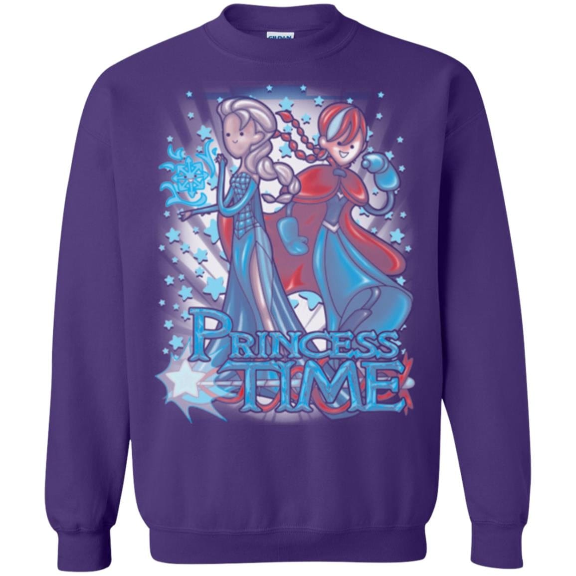 Sweatshirts Purple / Small Princess Time Elsa Anna Crewneck Sweatshirt