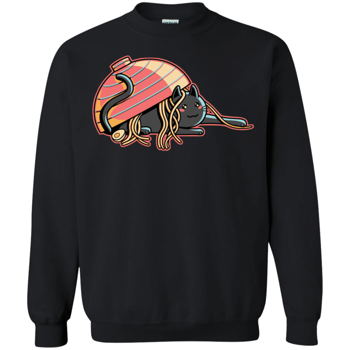 Sweatshirts Black / S Ramen Loving Cat Crewneck Sweatshirt