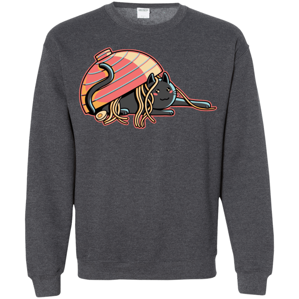 Sweatshirts Dark Heather / S Ramen Loving Cat Crewneck Sweatshirt