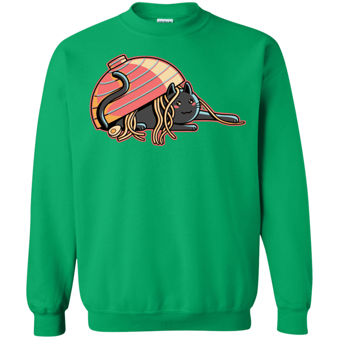 Sweatshirts Irish Green / S Ramen Loving Cat Crewneck Sweatshirt