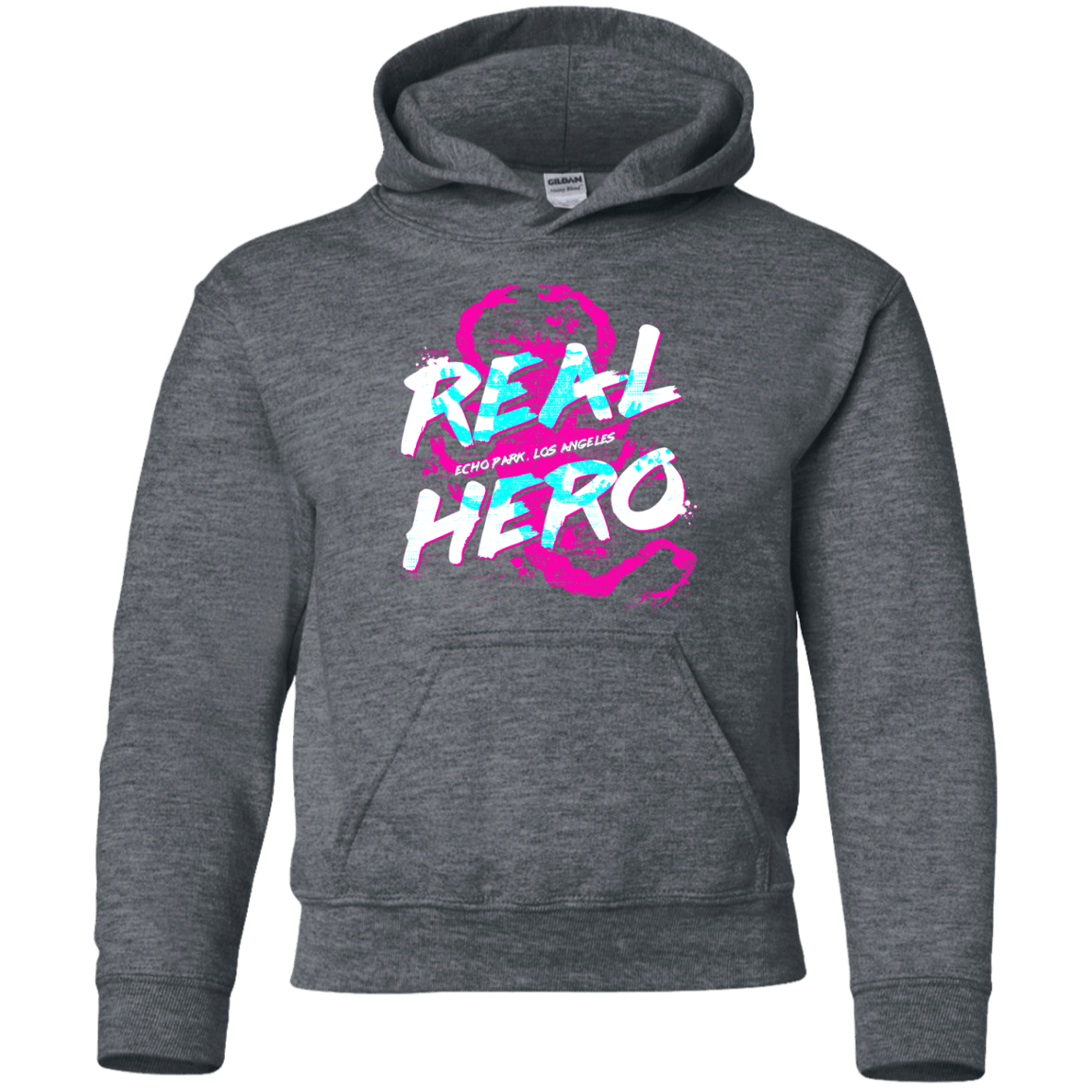 Sweatshirts Dark Heather / YS Real Hero Youth Hoodie