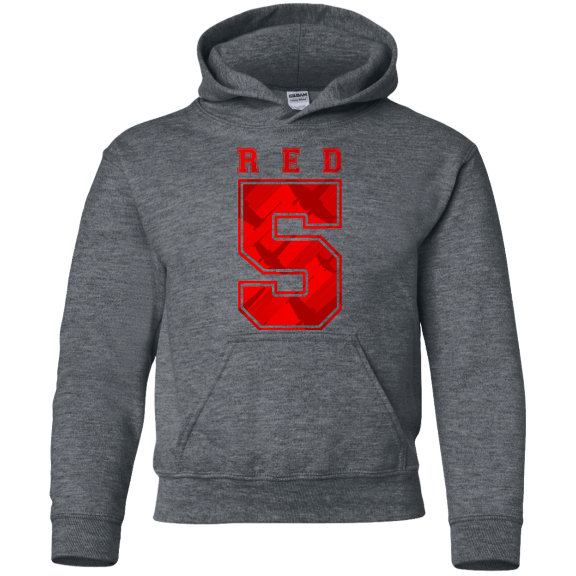 Sweatshirts Dark Heather / YS Red 5 Youth Hoodie