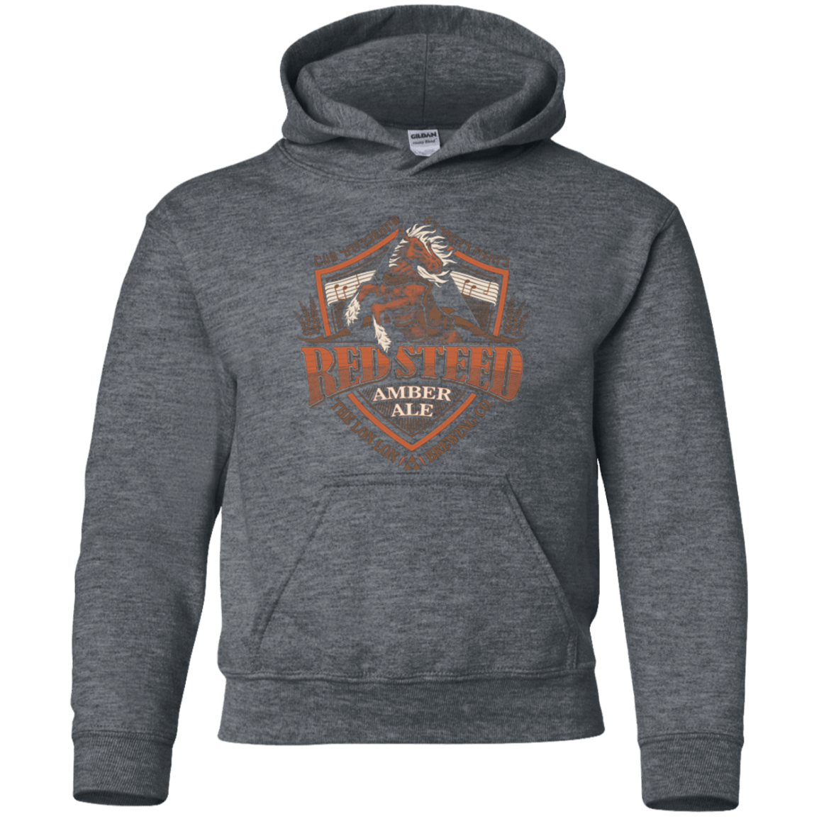 Sweatshirts Dark Heather / YS Red Steed Amber Ale Youth Hoodie