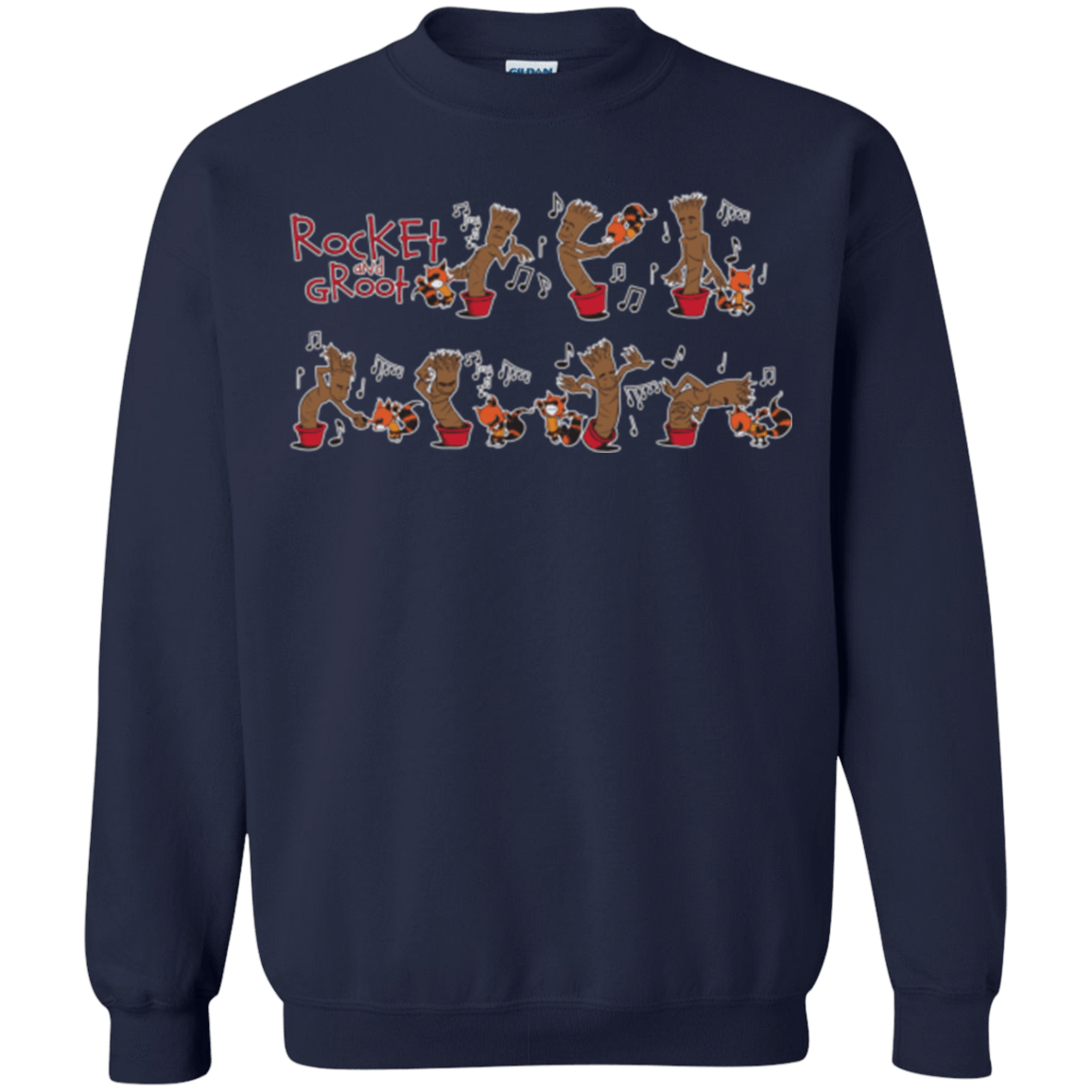 Sweatshirts Navy / Small Rocket and Groot Crewneck Sweatshirt