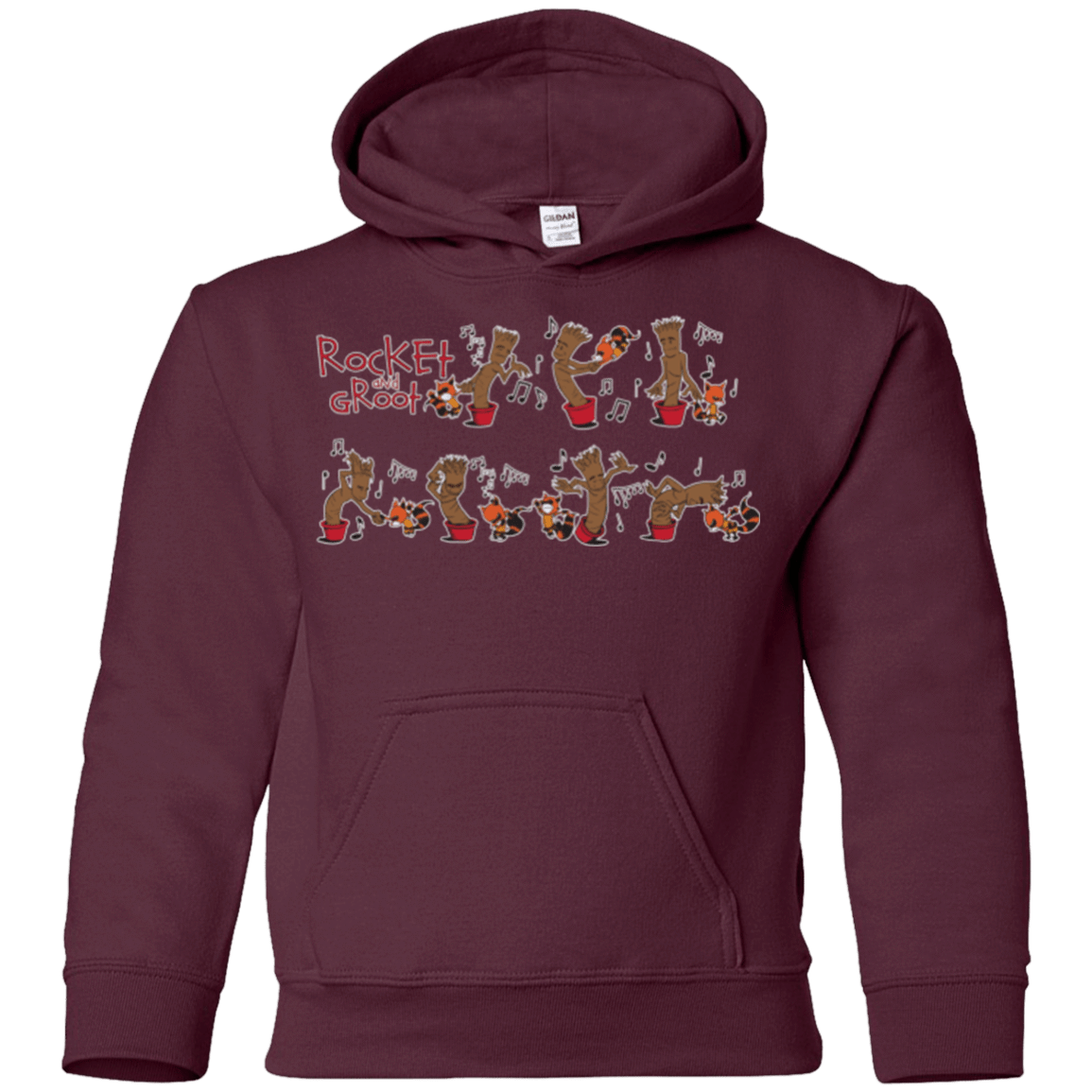 Sweatshirts Maroon / YS Rocket and Groot Youth Hoodie