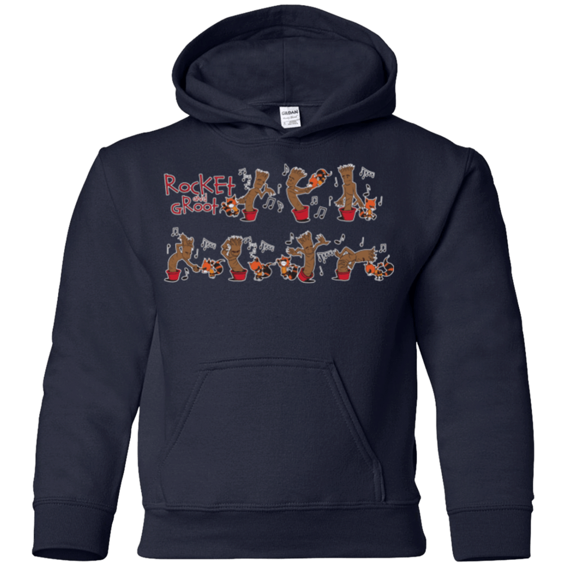 Sweatshirts Navy / YS Rocket and Groot Youth Hoodie