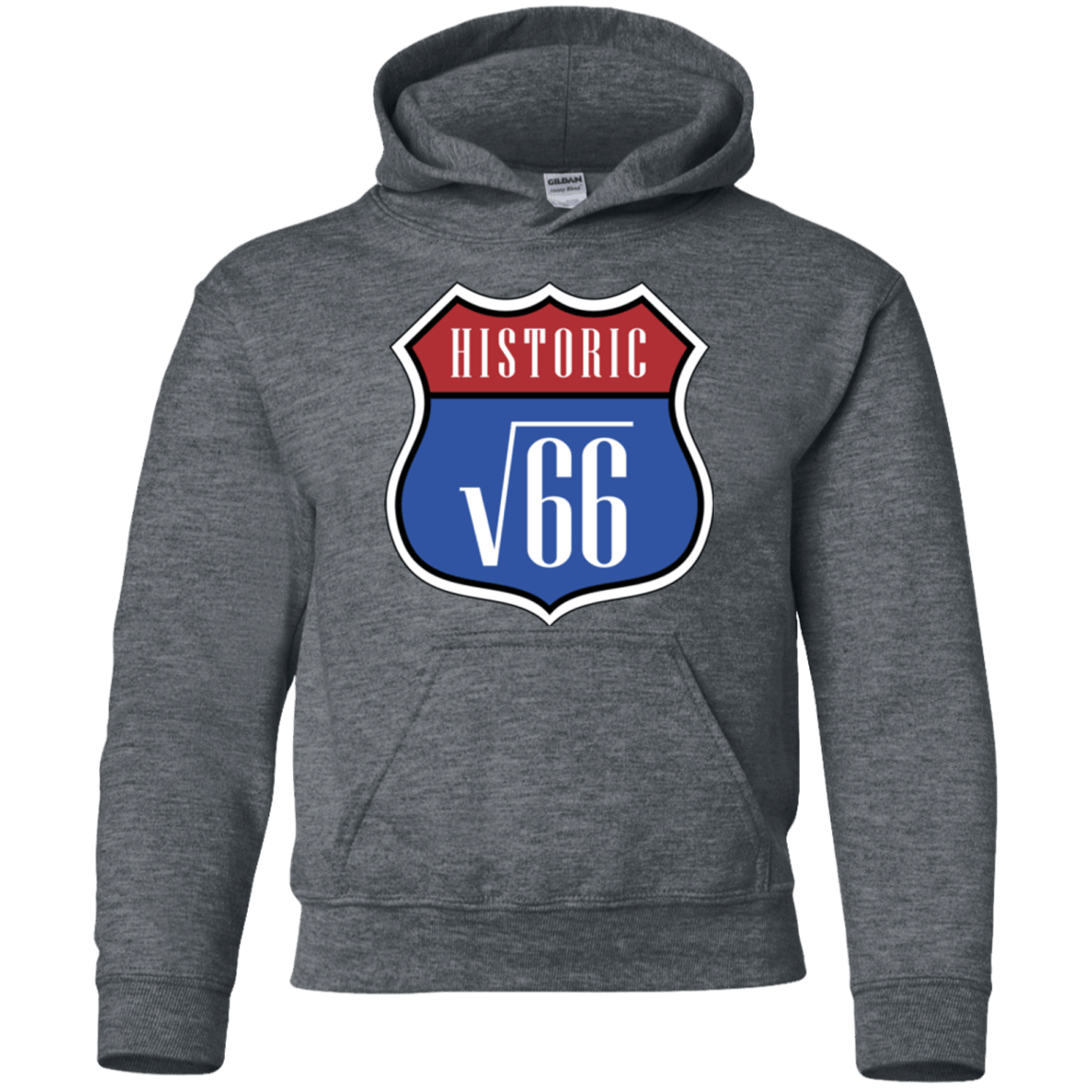 Sweatshirts Dark Heather / YS Route v66 Youth Hoodie