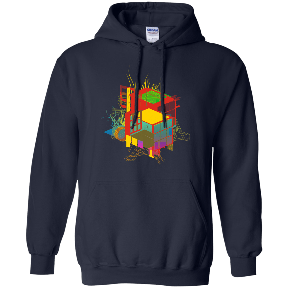 Sweatshirts Navy / S Rubik's Building Pullover Hoodie