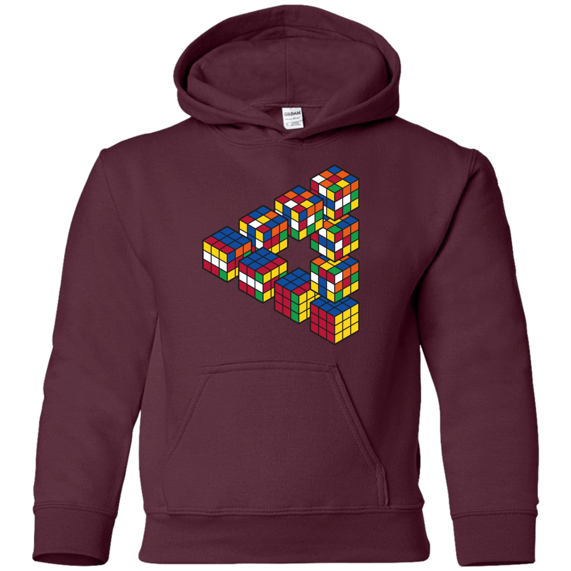 Sweatshirts Maroon / YS Rubiks Cube Penrose Triangle Youth Hoodie
