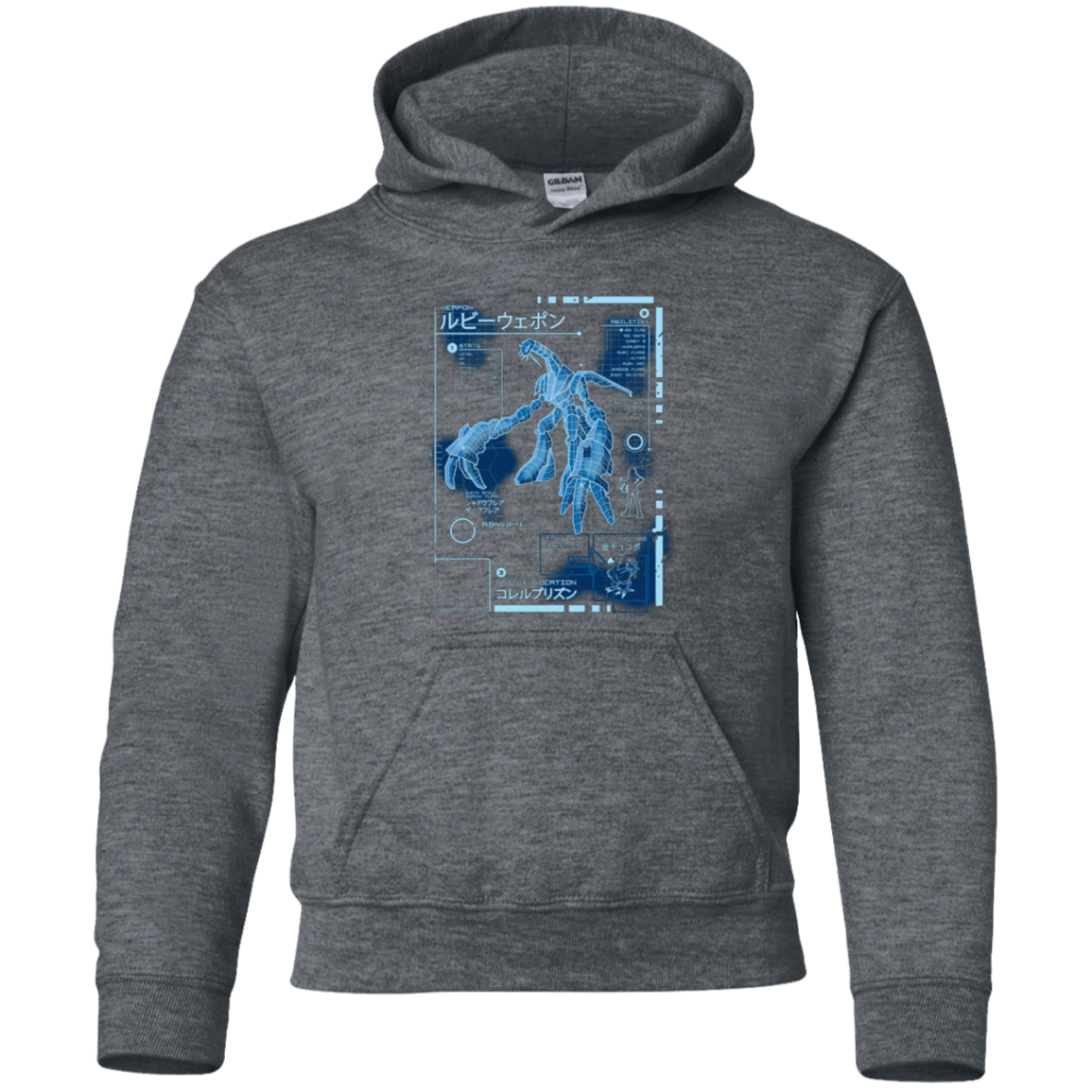 Sweatshirts Dark Heather / YS RUBY BLUEPRINT Youth Hoodie