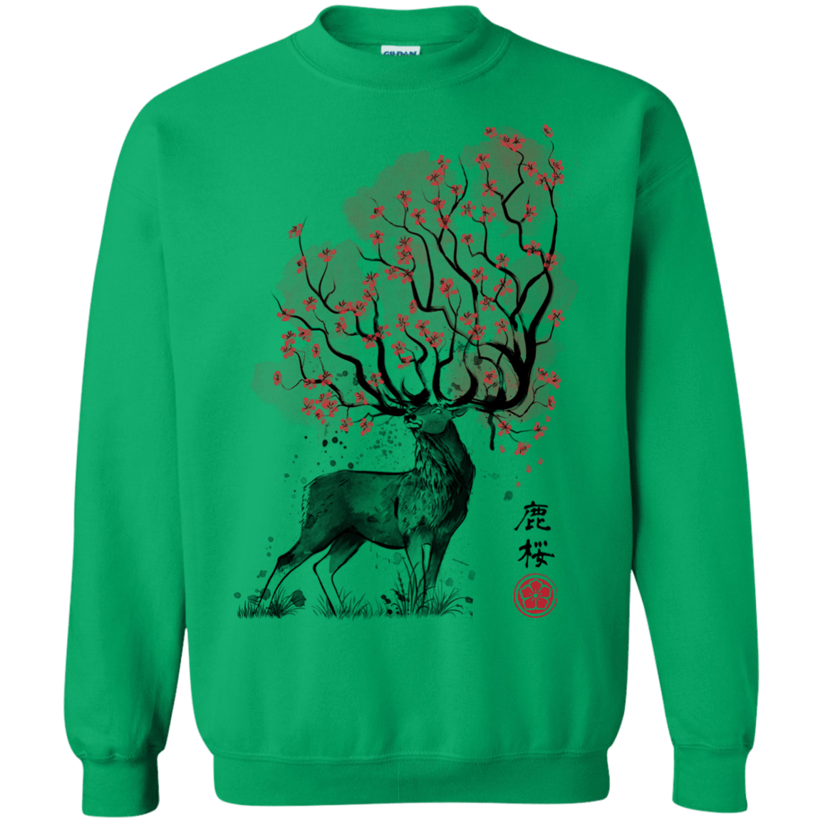 Sweatshirts Irish Green / S Sakura Deer Crewneck Sweatshirt