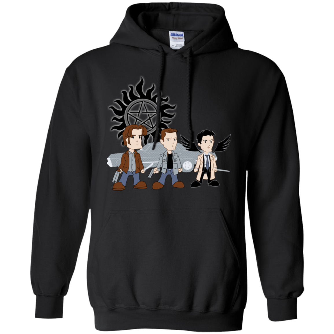 Sweatshirts Black / S Sam, Dean and Cas Pullover Hoodie