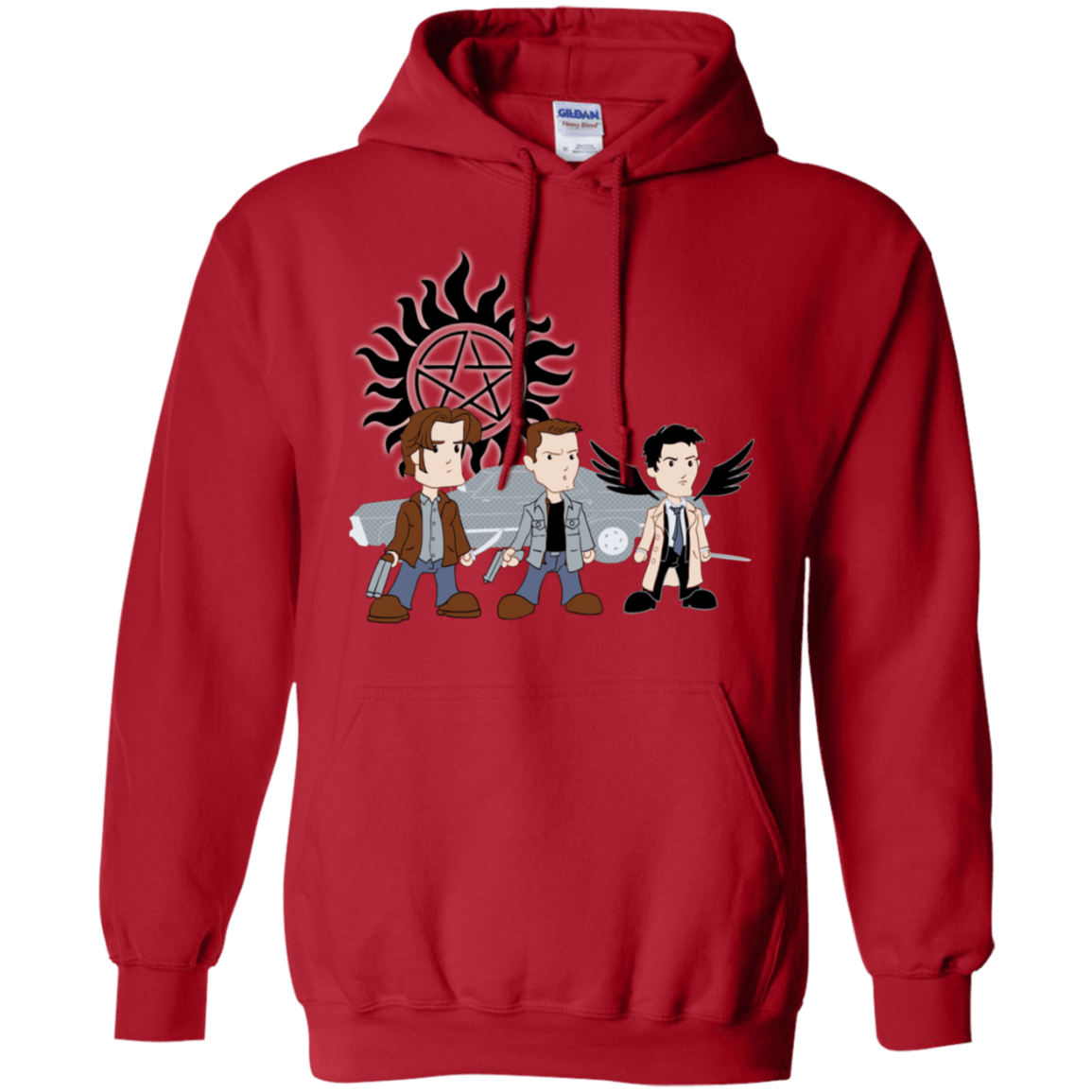 Sweatshirts Red / S Sam, Dean and Cas Pullover Hoodie