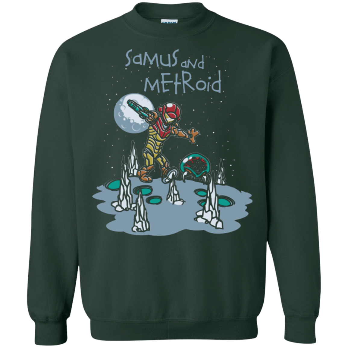 Sweatshirts Forest Green / Small Samus and Metroid Crewneck Sweatshirt