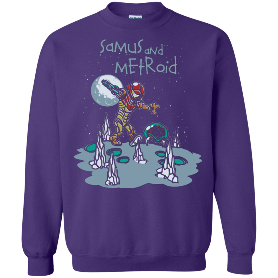 Sweatshirts Purple / Small Samus and Metroid Crewneck Sweatshirt