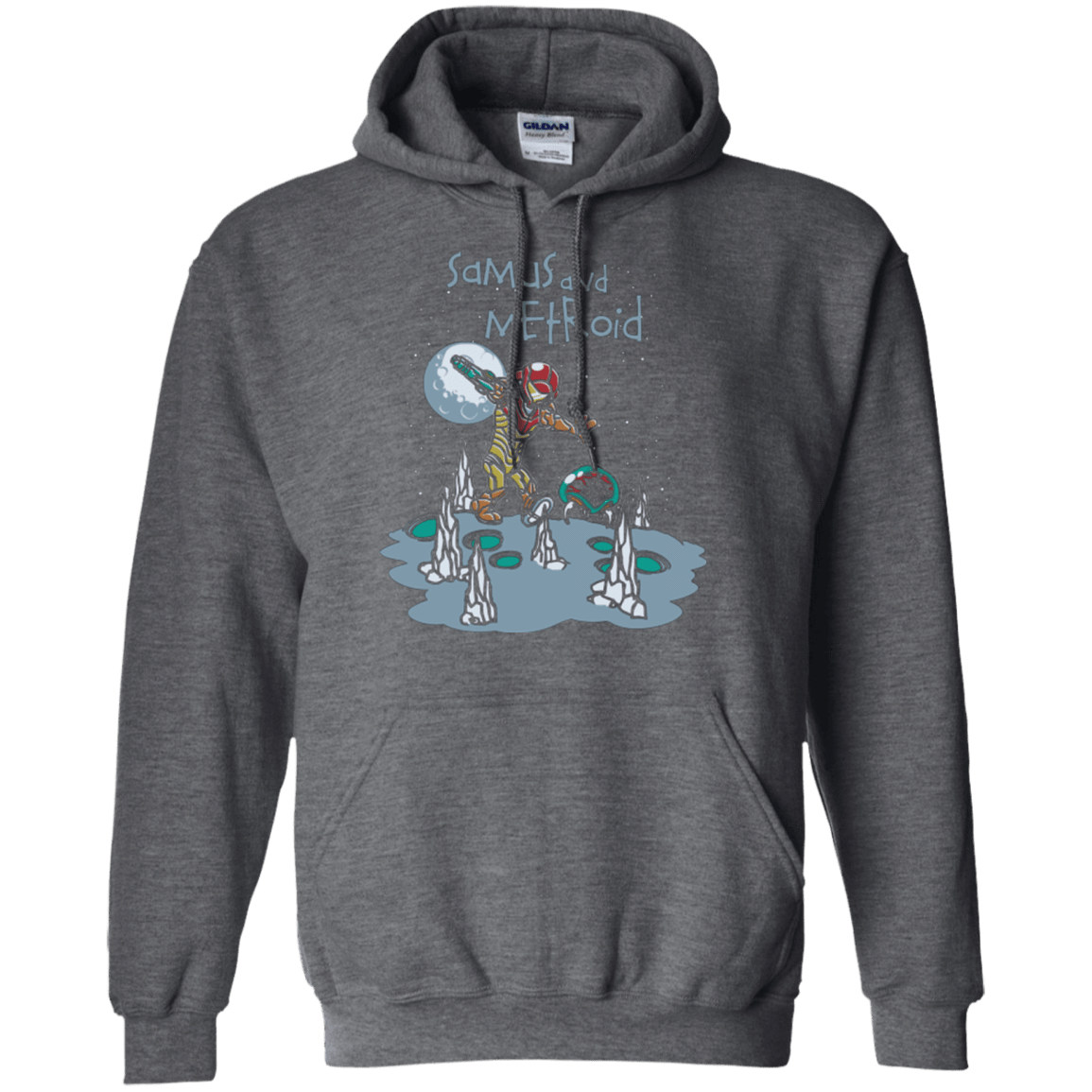 Sweatshirts Dark Heather / Small Samus and Metroid Pullover Hoodie