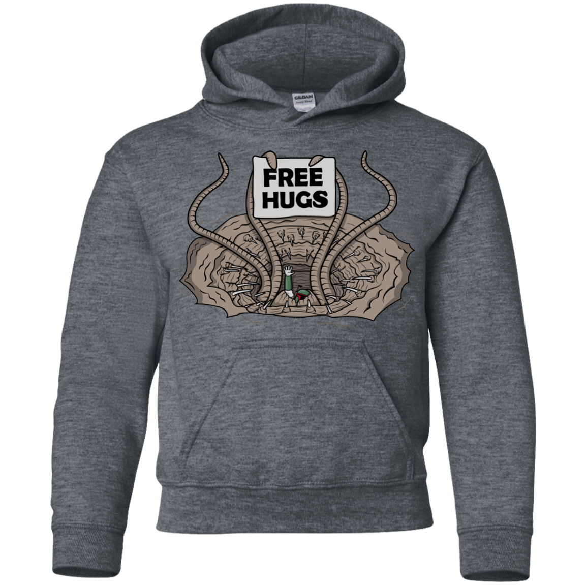 Sweatshirts Dark Heather / YS Sarlacc Free Hugs Youth Hoodie