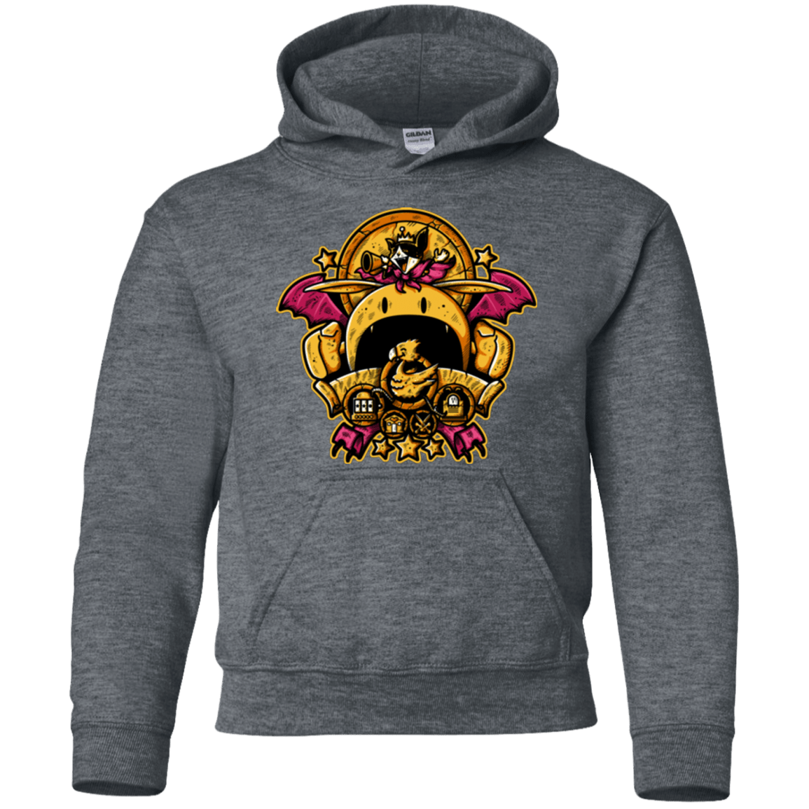 Sweatshirts Dark Heather / YS SAUCER CREST Youth Hoodie