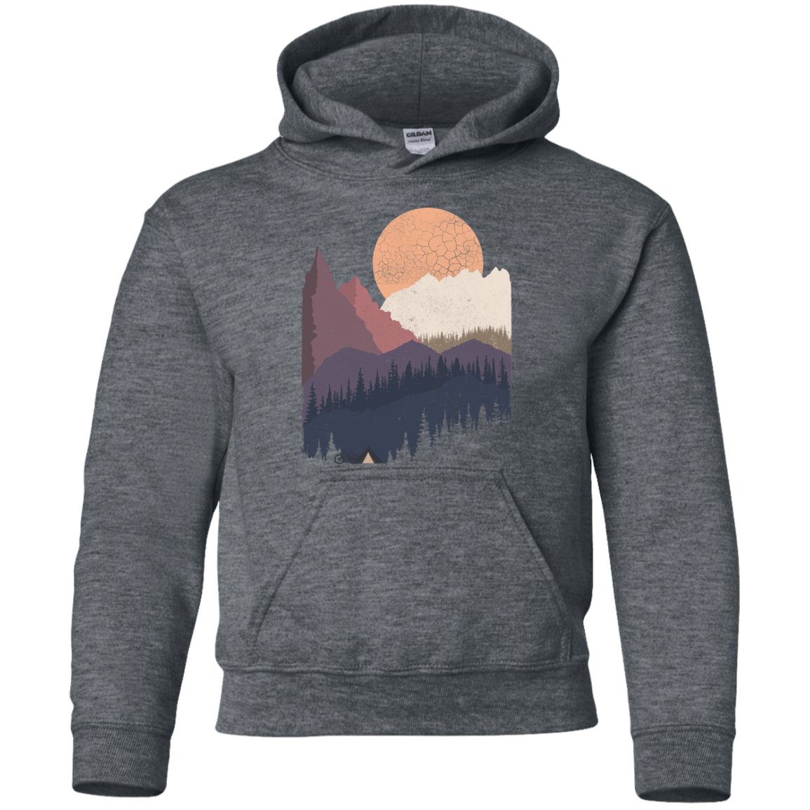 Sweatshirts Dark Heather / YS Scenic Camping Youth Hoodie