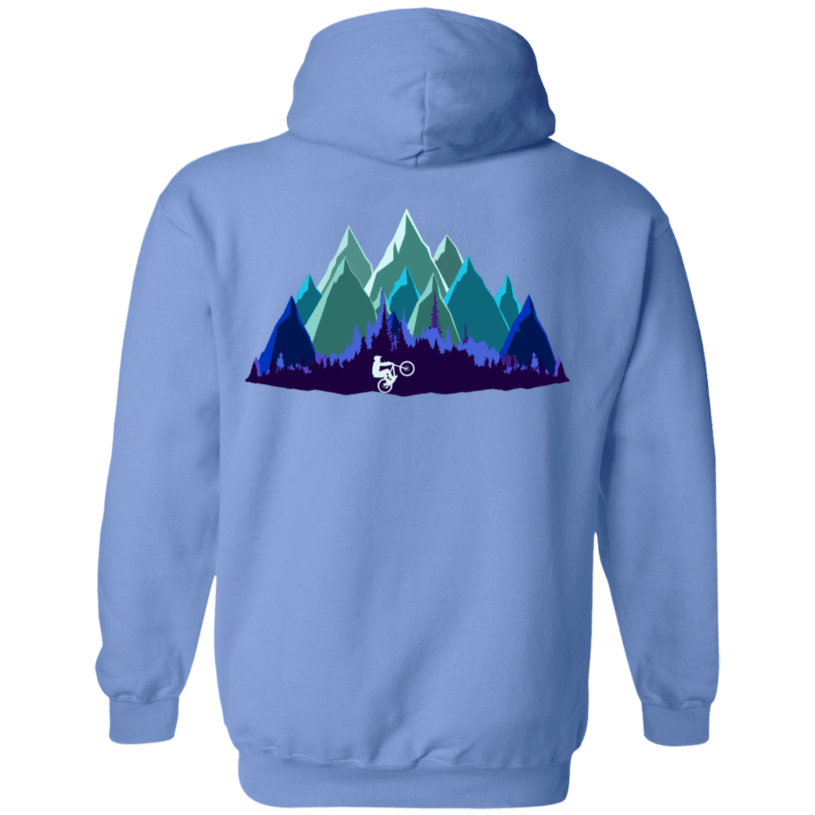 Sweatshirts Carolina Blue / S Scenic Mountain Bike Ride Back Print Pullover Hoodie