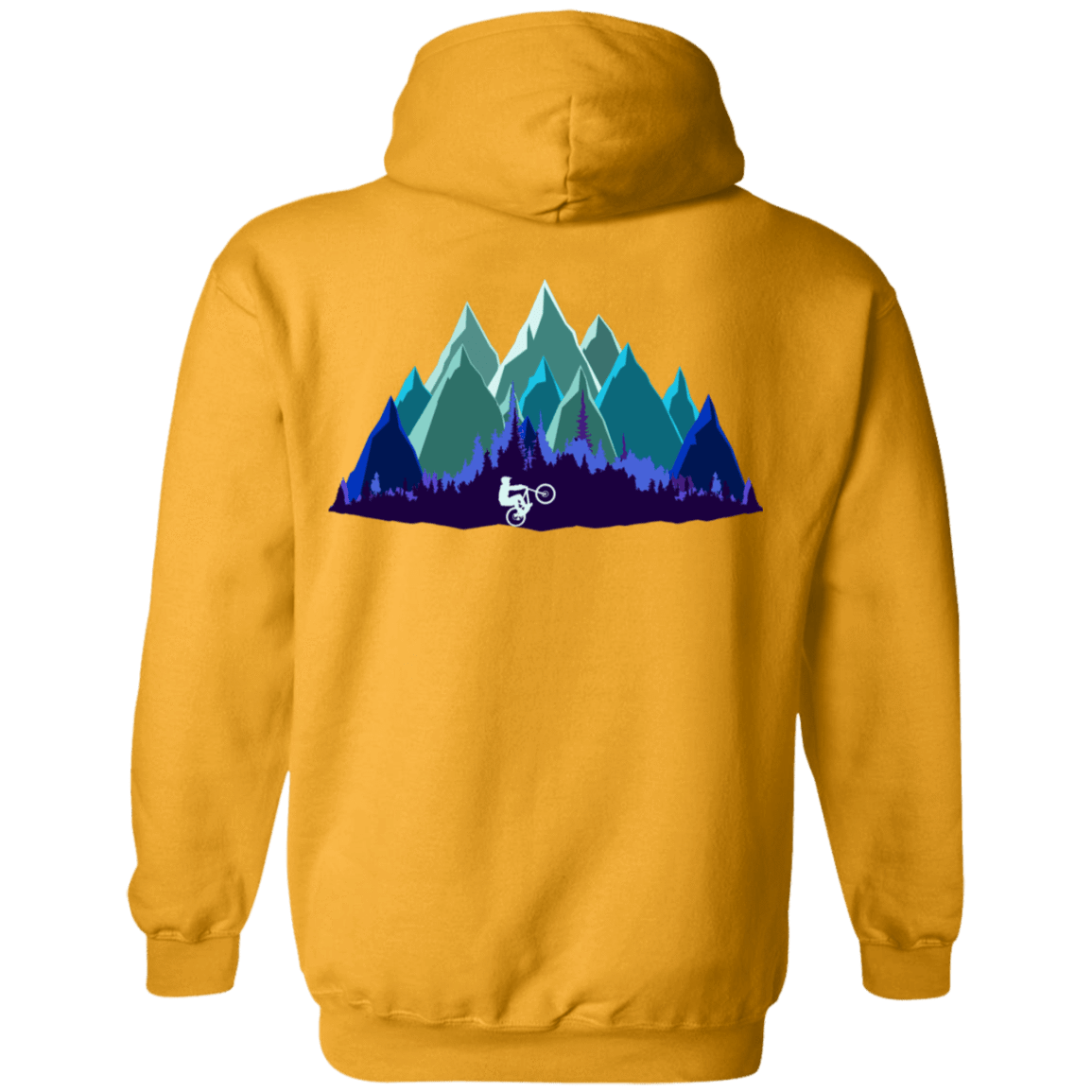 Sweatshirts Gold / S Scenic Mountain Bike Ride Back Print Pullover Hoodie
