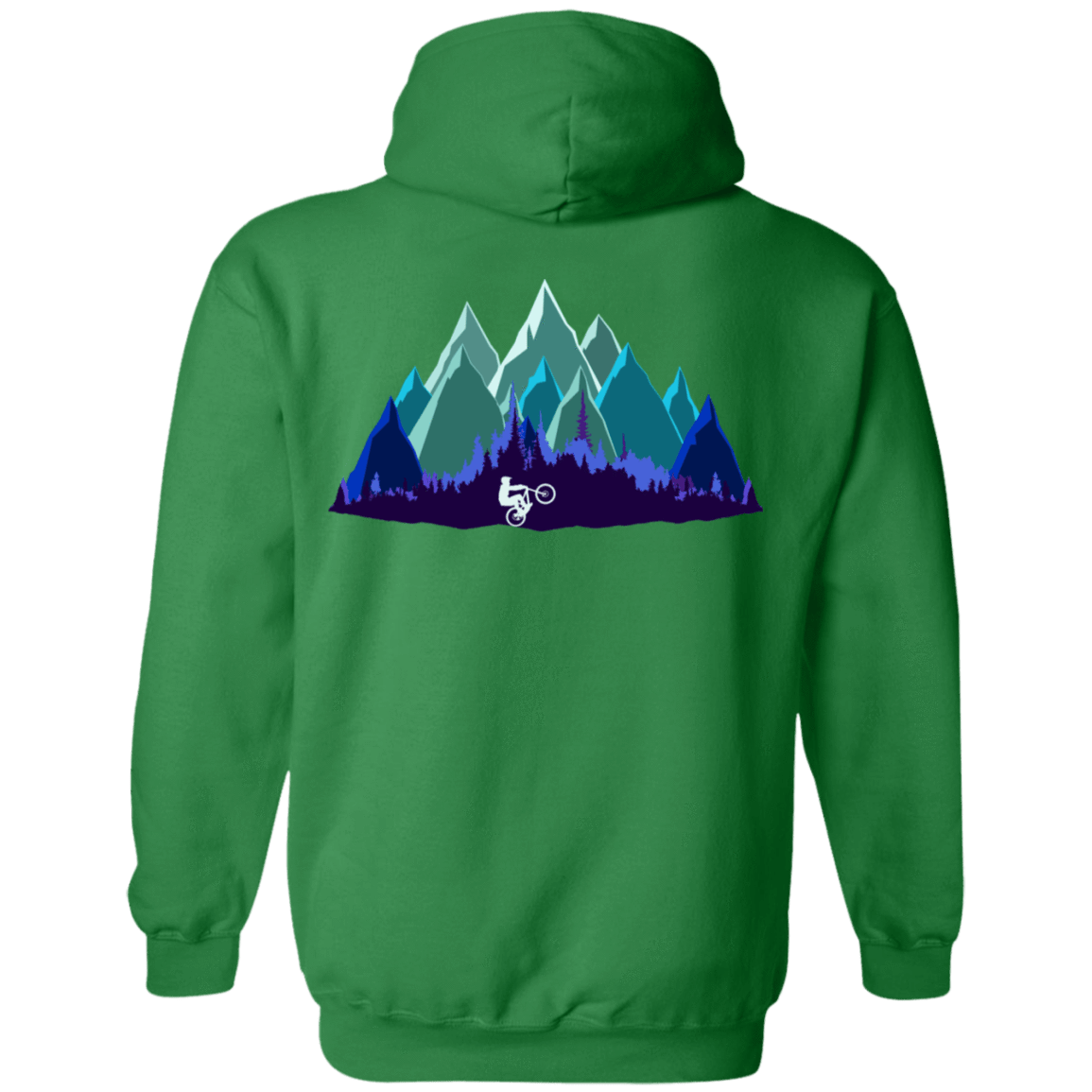 Sweatshirts Irish Green / S Scenic Mountain Bike Ride Back Print Pullover Hoodie