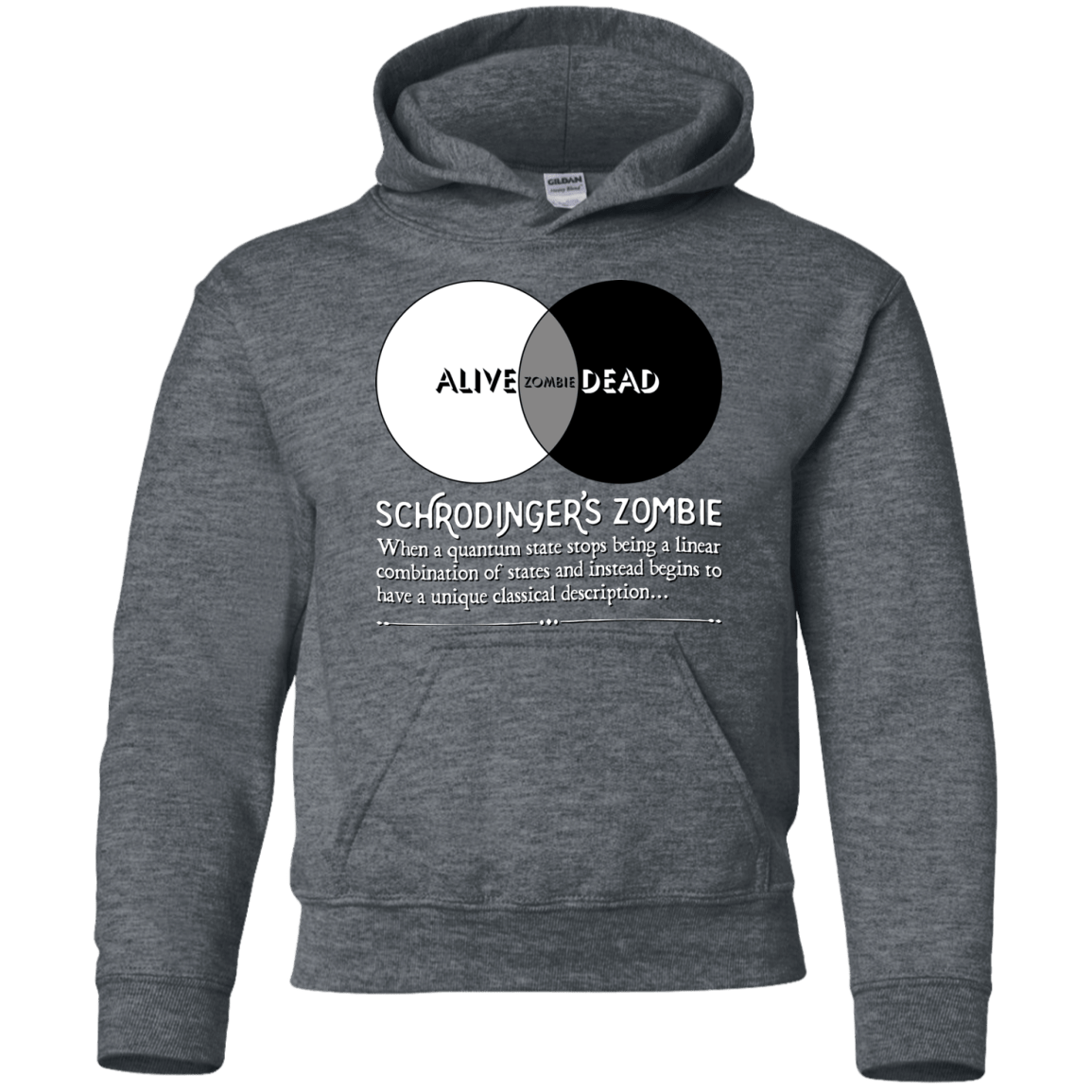 Sweatshirts Dark Heather / YS Schrödinger's Zombie Youth Hoodie