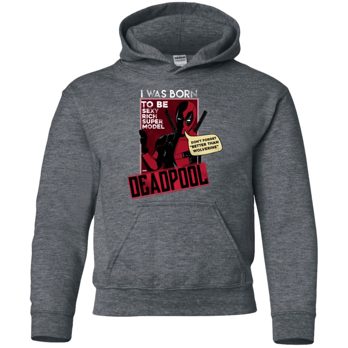 Sweatshirts Dark Heather / YS Sexy Rich Super Model Youth Hoodie