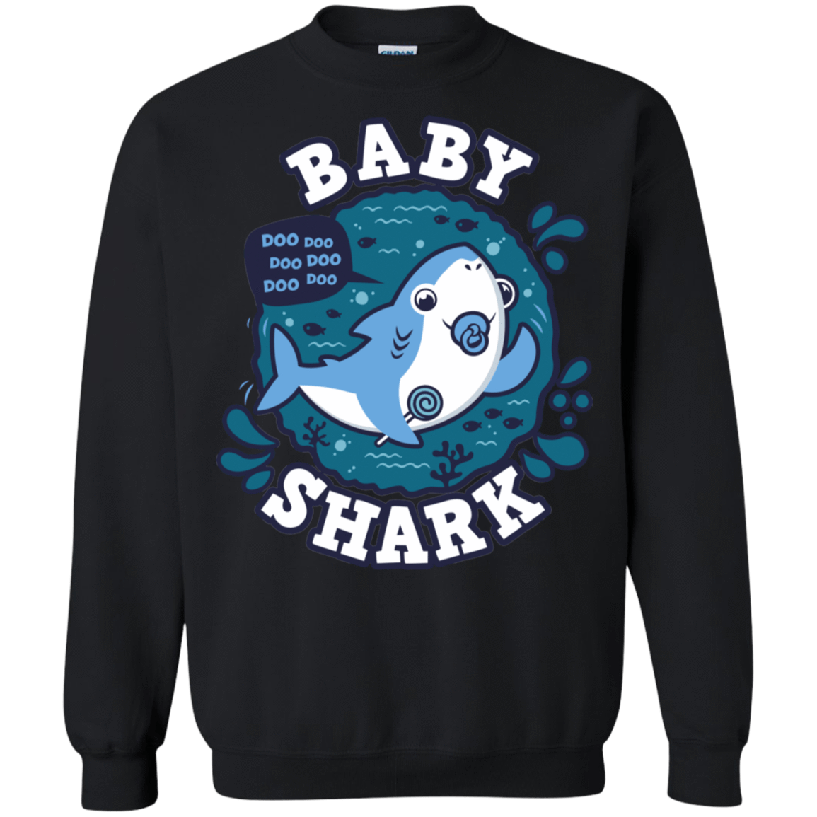 Sweatshirts Black / S Shark Family trazo - Baby Boy chupete Crewneck Sweatshirt