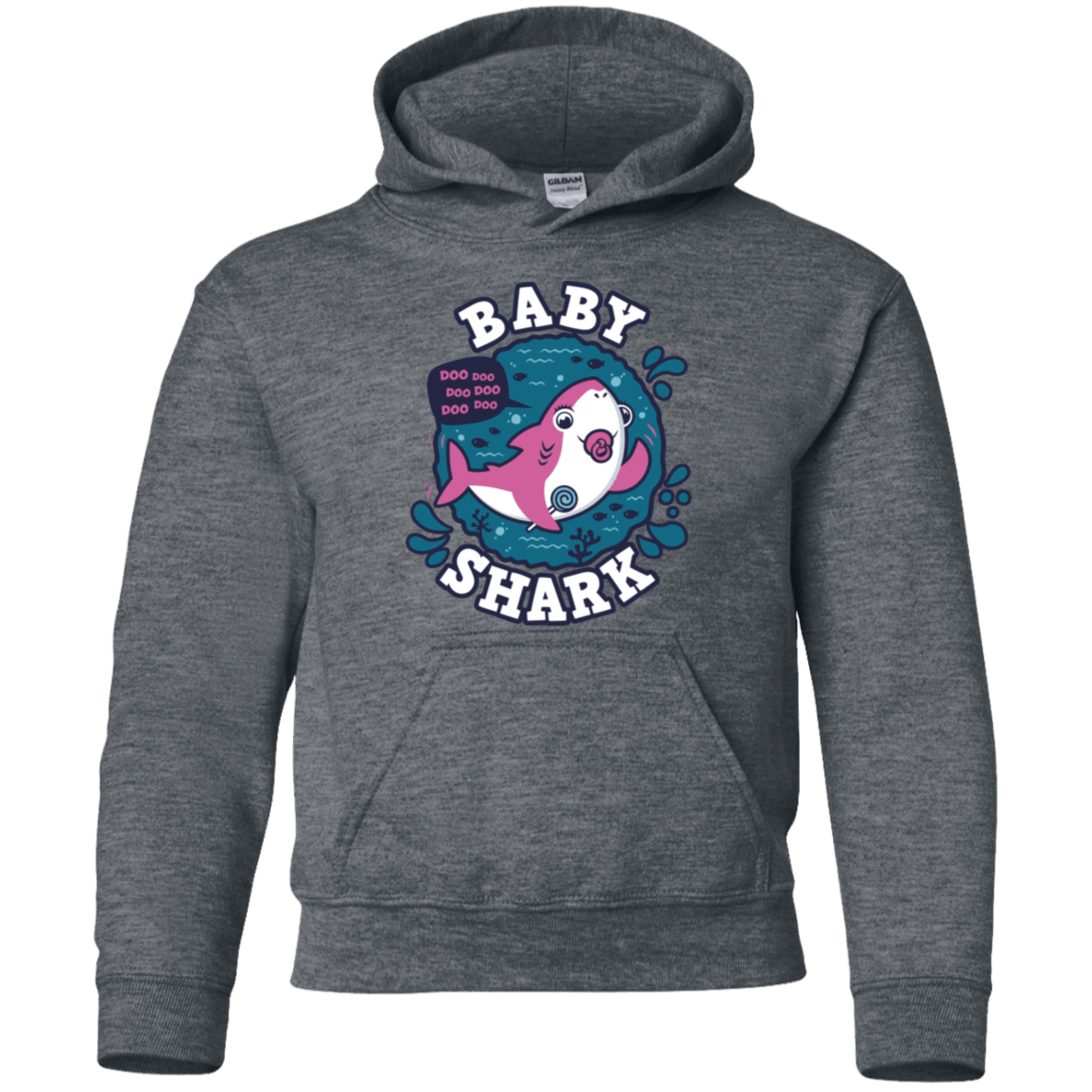 Sweatshirts Dark Heather / YS Shark Family trazo - Baby Girl chupete Youth Hoodie