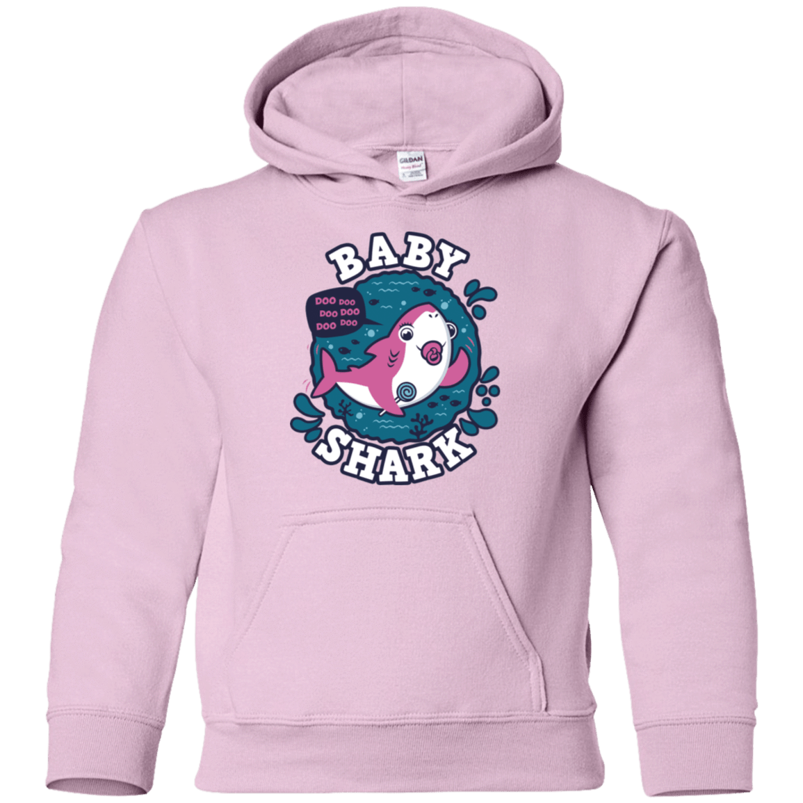 Sweatshirts Light Pink / YS Shark Family trazo - Baby Girl chupete Youth Hoodie