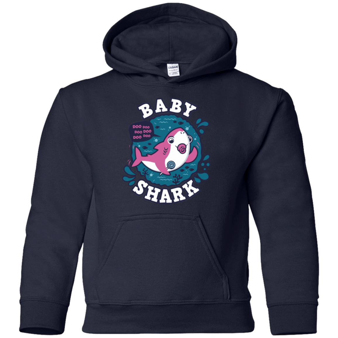 Sweatshirts Navy / YS Shark Family trazo - Baby Girl chupete Youth Hoodie