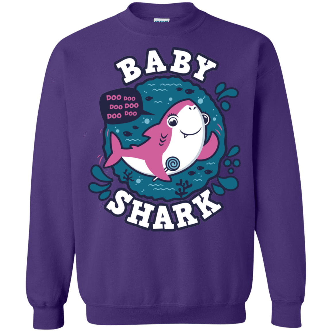 Sweatshirts Purple / S Shark Family trazo - Baby Girl Crewneck Sweatshirt