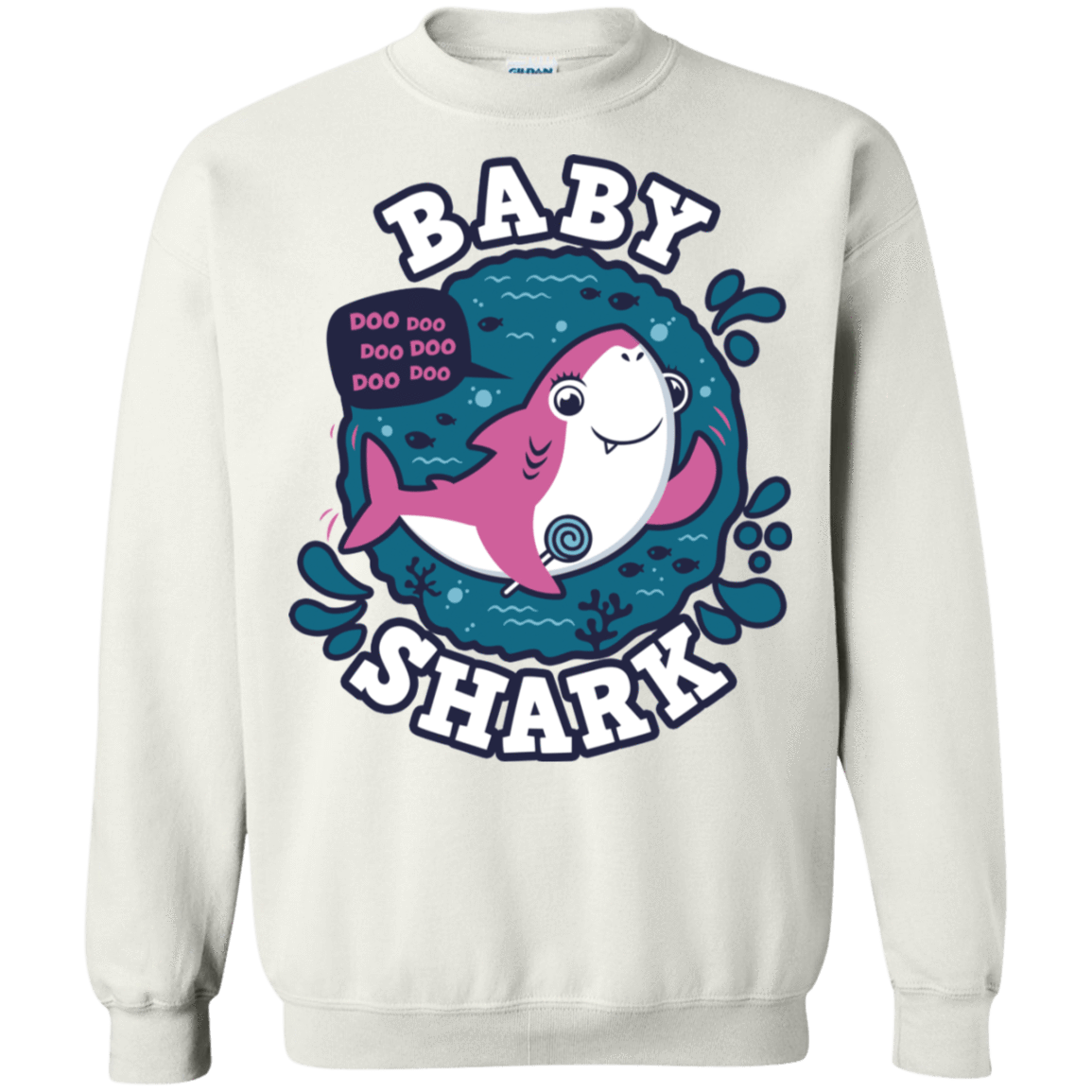 Sweatshirts White / S Shark Family trazo - Baby Girl Crewneck Sweatshirt