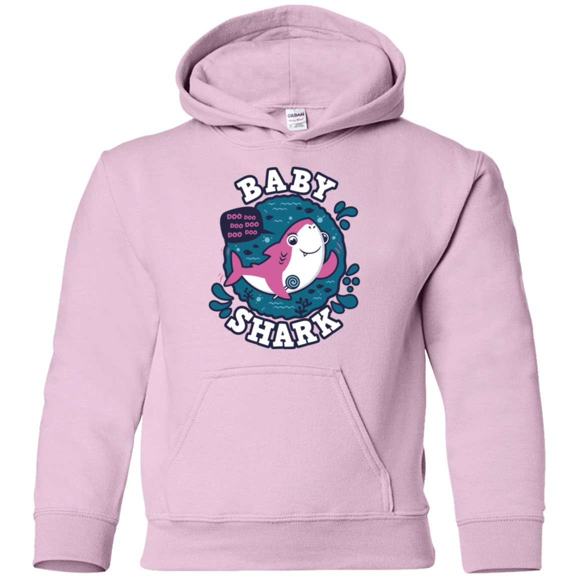 Sweatshirts Light Pink / YS Shark Family trazo - Baby Girl Youth Hoodie
